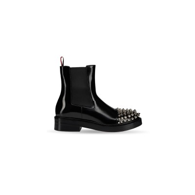 CHRISTIAN LOUBOUTINMEN'S BLACK BATTERSEA LEATHER CHELSEA BOOTS WITH SPIKES 3250079BK01